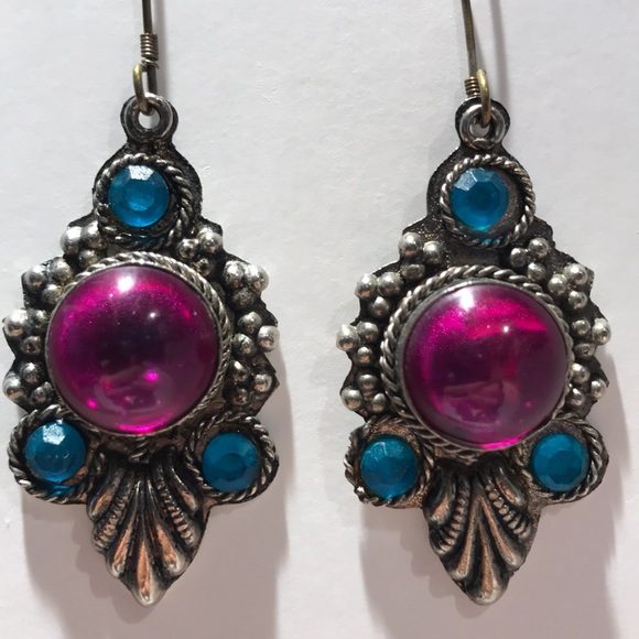 COPY - Boho earrings, purple and blue - Picture 2 of 4